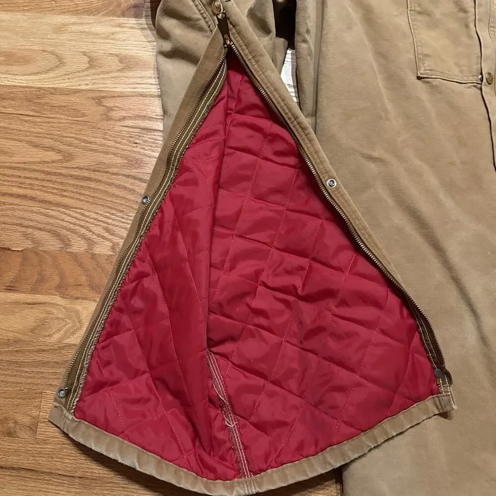 Vintage Carhartt Coveralls Red Quilted Insulated No Size Tag - 44” Chest